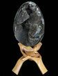 Septarian Dragon Egg Geode - Black Crystals #72068-1